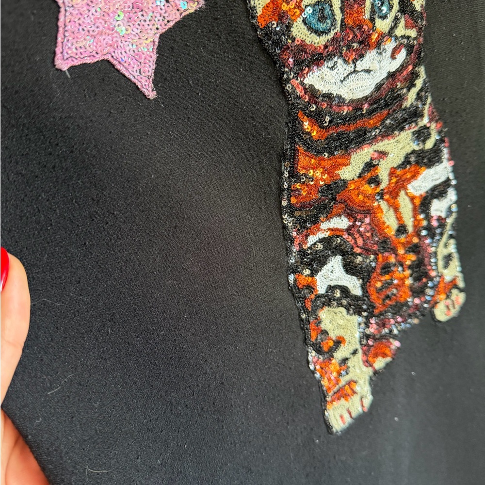 Dolce & Gabbana Cat Sequin Dress Black Mini Crown Stars - Picture 5 of 9